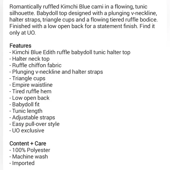 Kimchi Blue Brown Ruffled Babydoll Tunic Halter Top - Picture 5 of 5